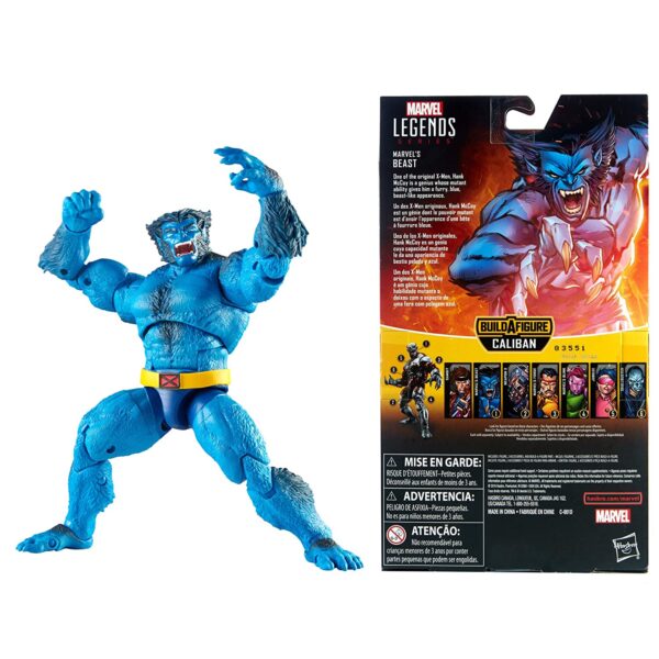 Marvel Legends Beast Action Figure aggrieved front pose with box